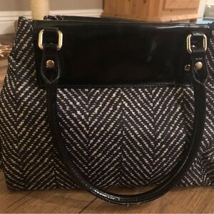 Kate Spade Black and Cream Chevron Shoulder Bag